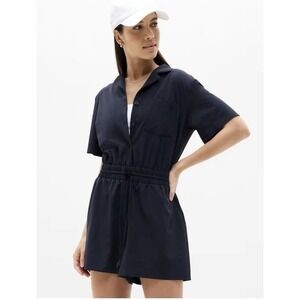 NWT Athleta Avenue Romper M Medium Tall Navy Blue Comfort Travel Lightweight